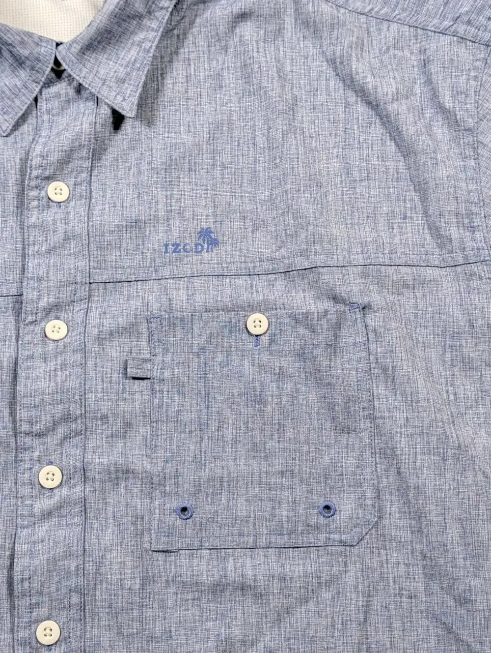IZOD Saltwater Men's Blue Short Sleeve Button-Down Fishing Shirt Size 2XLT